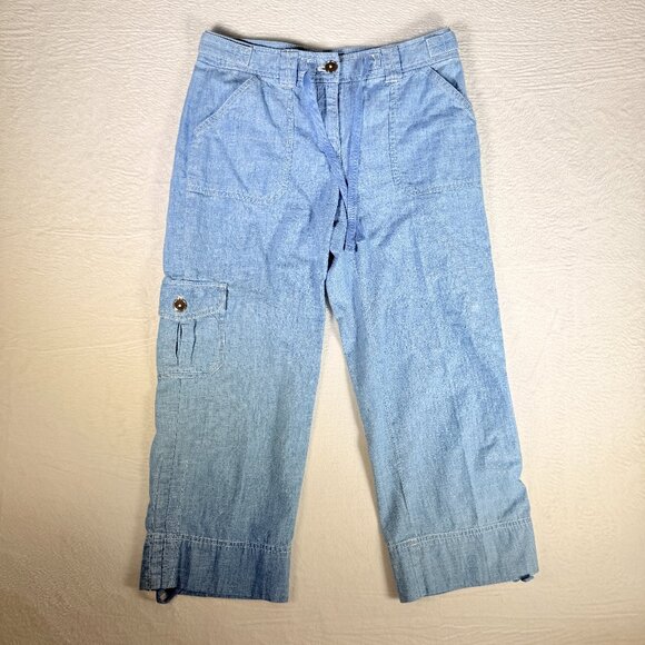 Jones New York Women's Capri Pants Sz 4 Drawstring Wide Leg Boho Causal Comfort - Picture 1 of 7